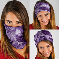 New Zealand Matariki Neck Gaiter Maori Koru With Humpback Whale Purple