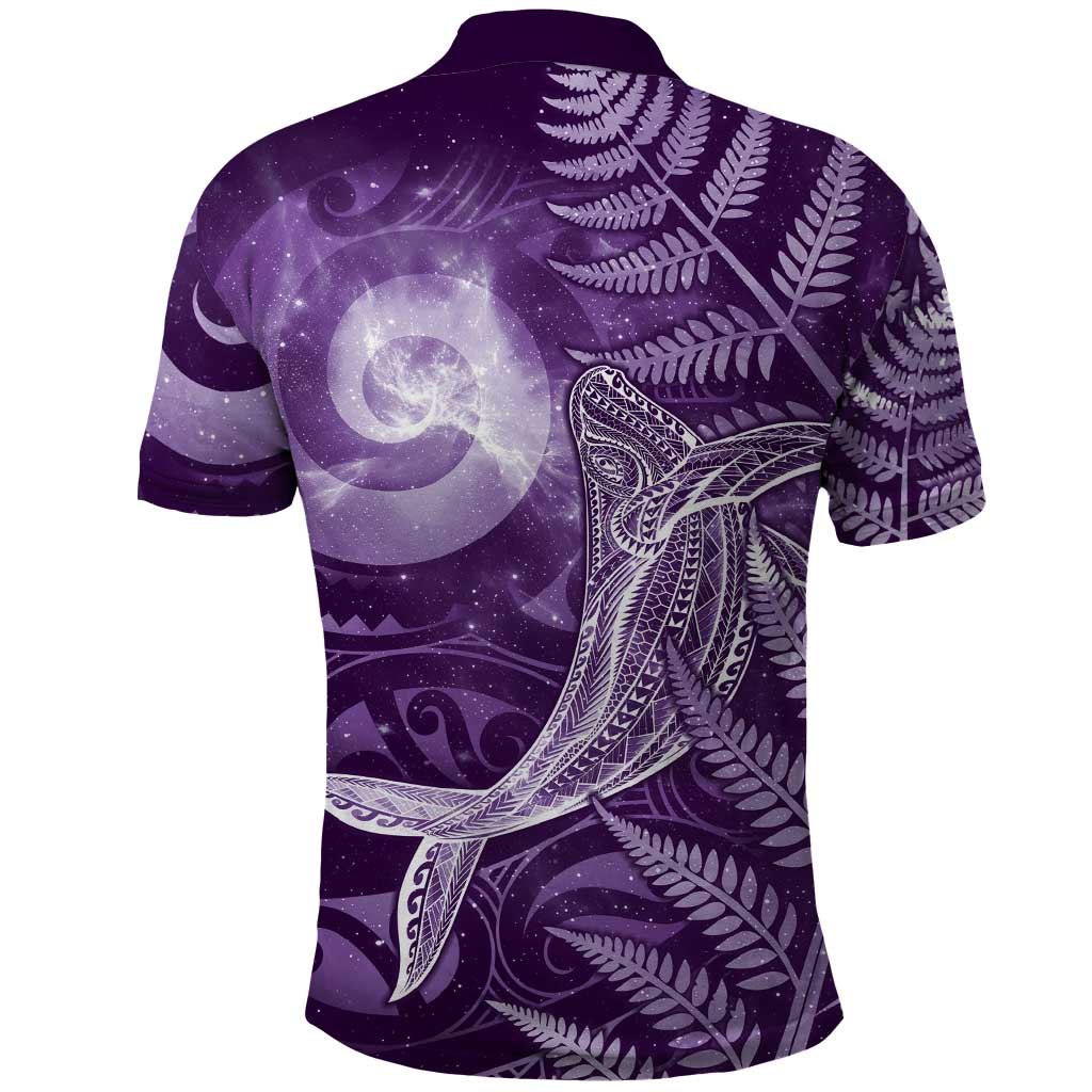 New Zealand Matariki Polo Shirt Maori Koru With Humpback Whale Purple
