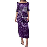 New Zealand Matariki Puletasi Maori Koru With Humpback Whale Purple