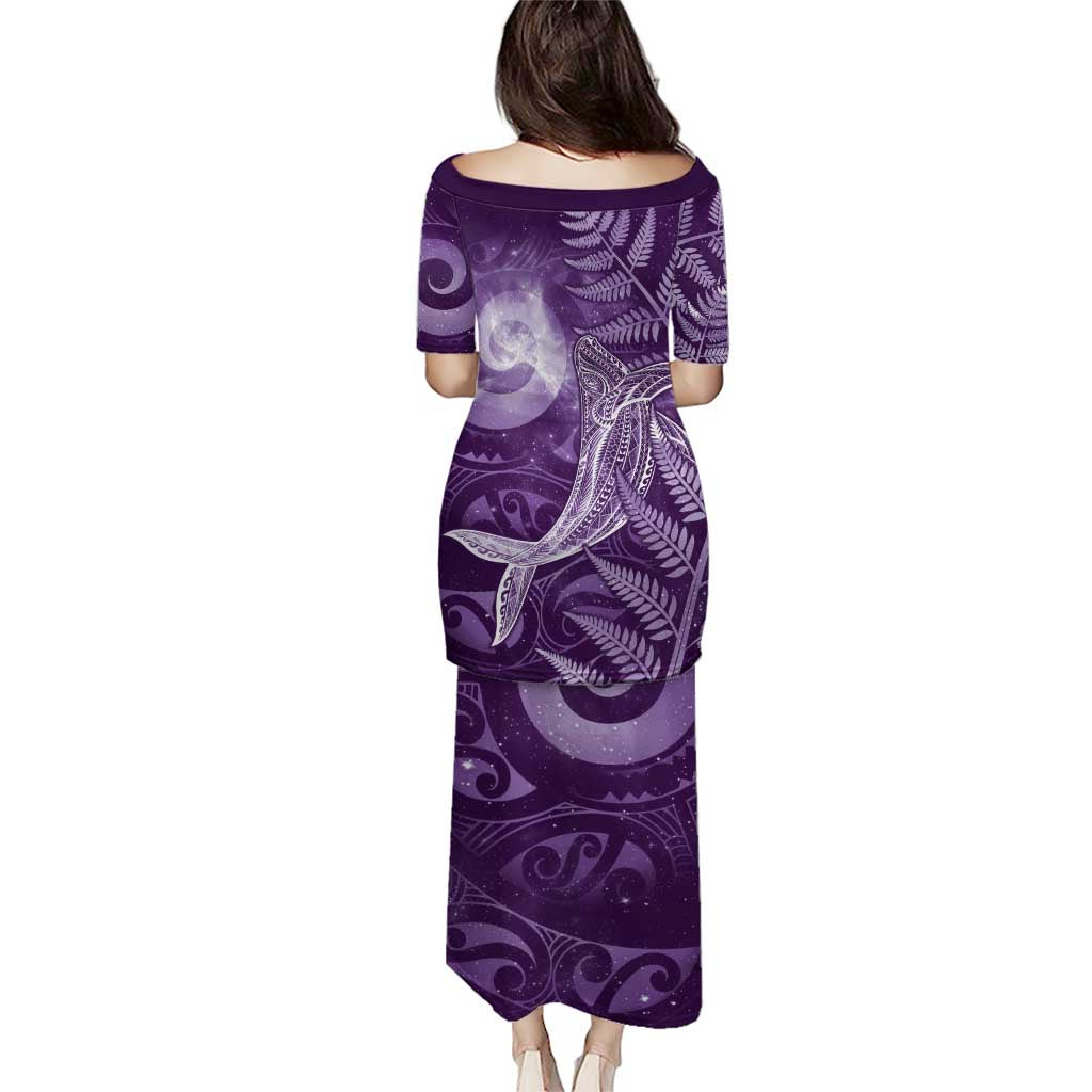 New Zealand Matariki Puletasi Maori Koru With Humpback Whale Purple
