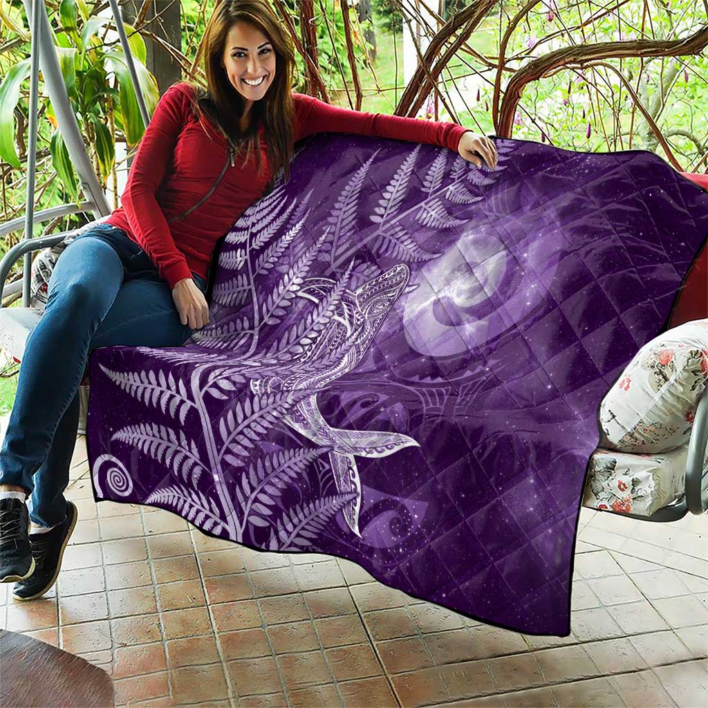 New Zealand Matariki Quilt Maori Koru With Humpback Whale Purple