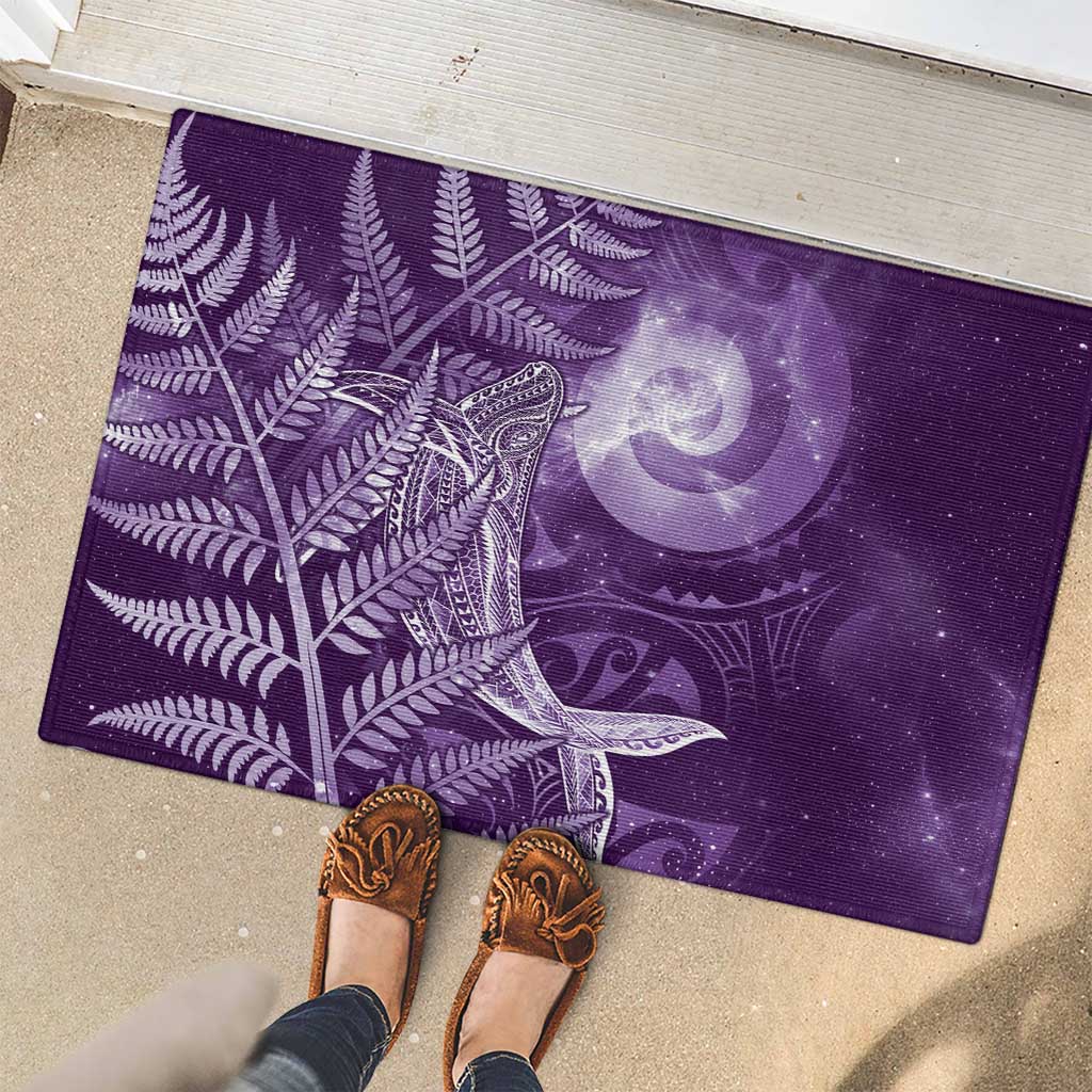 New Zealand Matariki Rubber Doormat Maori Koru With Humpback Whale Purple