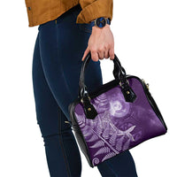New Zealand Matariki Shoulder Handbag Maori Koru With Humpback Whale Purple