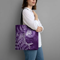 New Zealand Matariki Tote Bag Maori Koru With Humpback Whale Purple