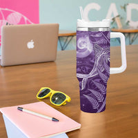 New Zealand Matariki Tumbler With Handle Maori Koru With Humpback Whale Purple
