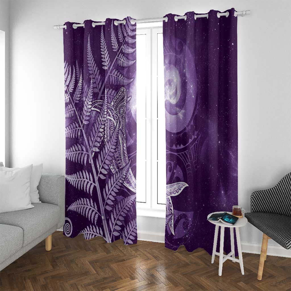 New Zealand Matariki Window Curtain Maori Koru With Humpback Whale Purple