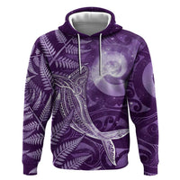 New Zealand Matariki Zip Hoodie Maori Koru With Humpback Whale Purple