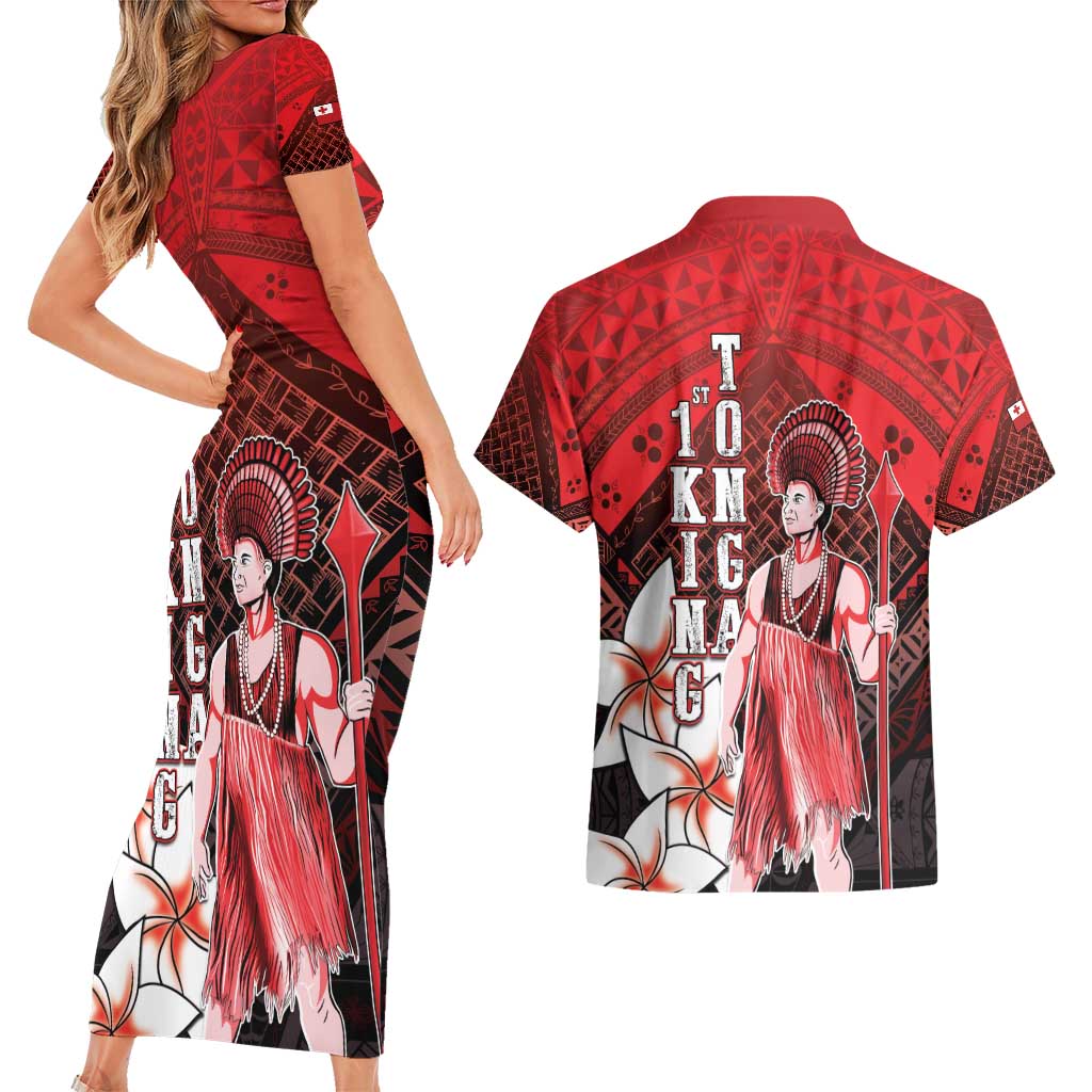 The First King Of Tonga Couples Matching Short Sleeve Bodycon Dress and Hawaiian Shirt Tongan Pride