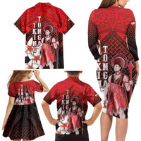 The First King Of Tonga Family Matching Long Sleeve Bodycon Dress and Hawaiian Shirt Tongan Pride LT05 - Polynesian Pride