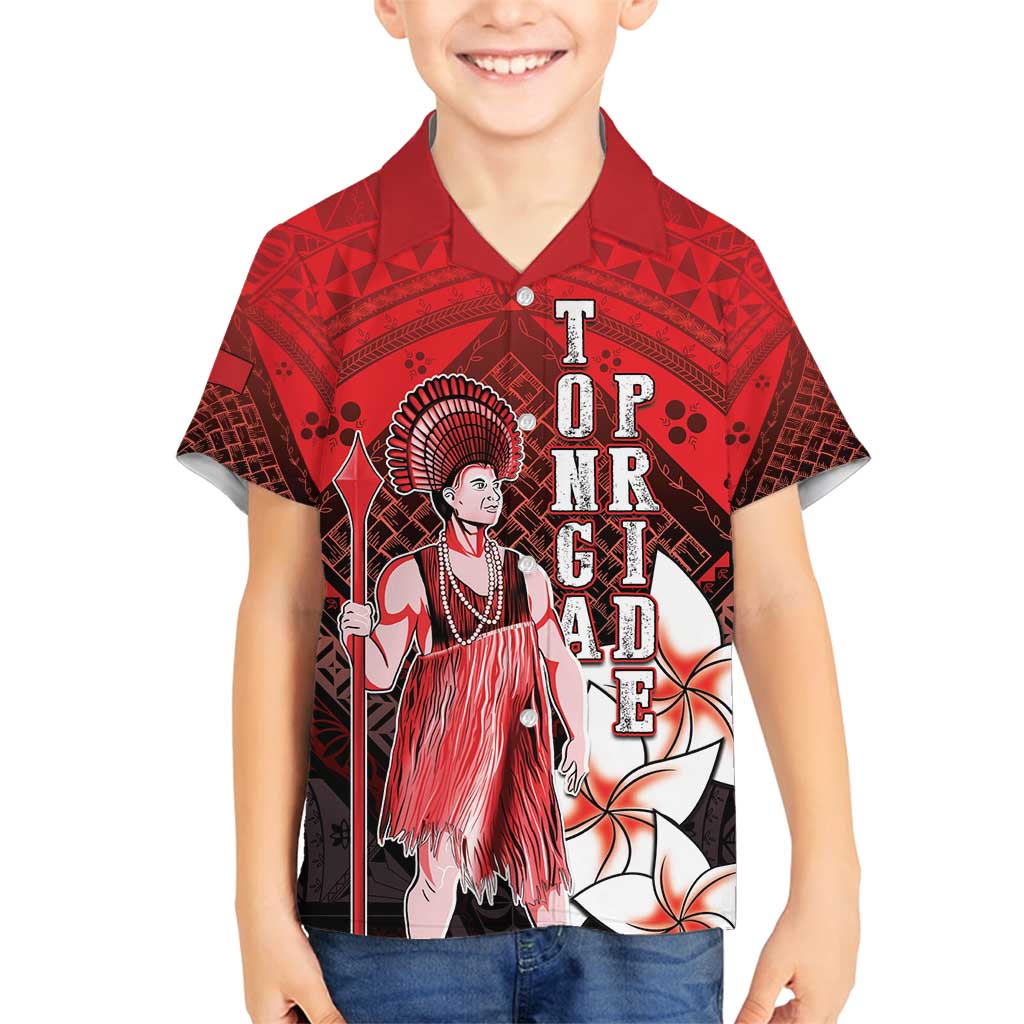 The First King Of Tonga Family Matching Long Sleeve Bodycon Dress and Hawaiian Shirt Tongan Pride LT05 Son's Shirt Red - Polynesian Pride