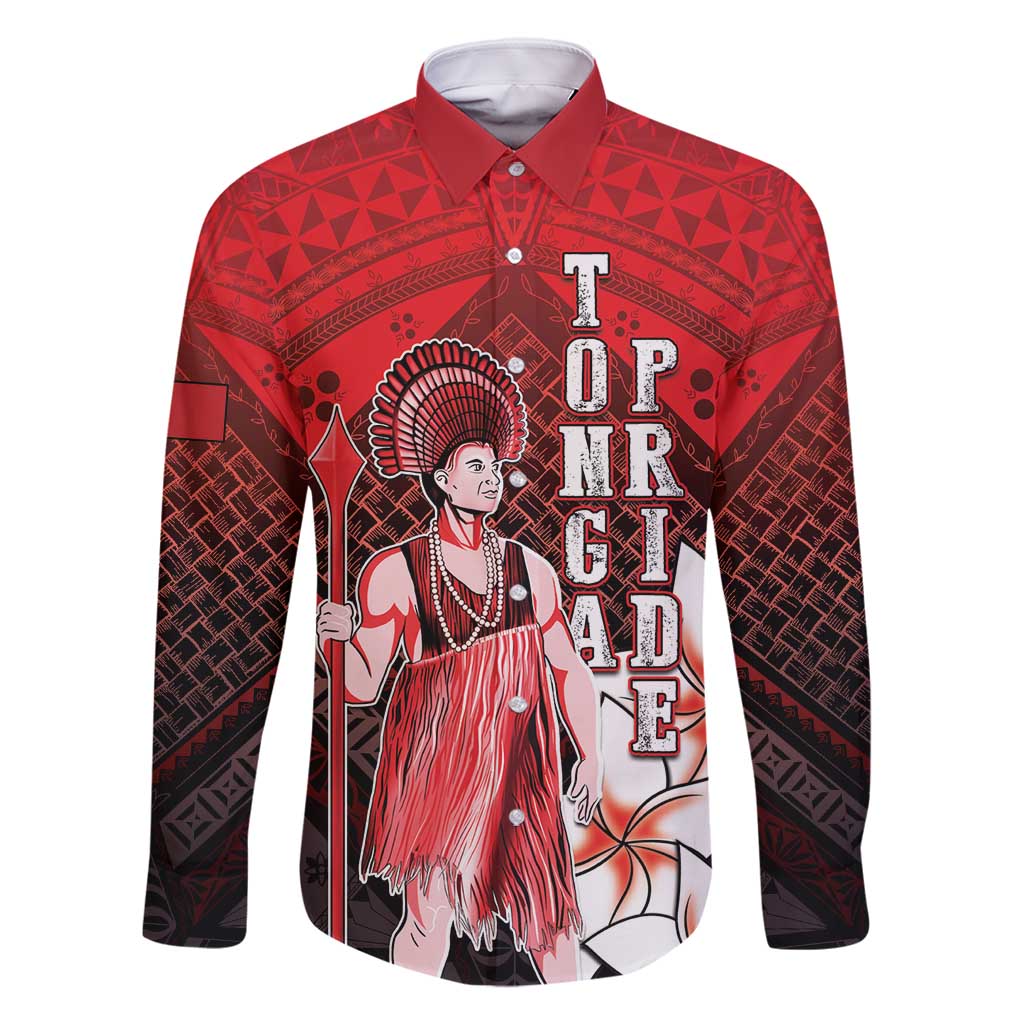 The First King Of Tonga Family Matching Mermaid Dress and Hawaiian Shirt Tongan Pride LT05 Dad's Shirt - Long Sleeve Red - Polynesian Pride