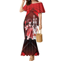 The First King Of Tonga Family Matching Mermaid Dress and Hawaiian Shirt Tongan Pride LT05 Mom's Dress Red - Polynesian Pride