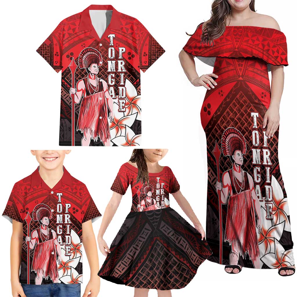 The First King Of Tonga Family Matching Off Shoulder Maxi Dress and Hawaiian Shirt Tongan Pride