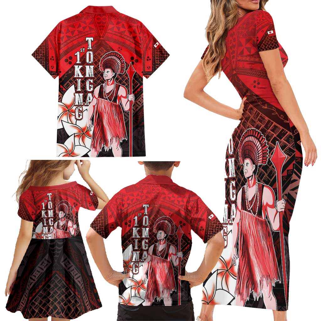 The First King Of Tonga Family Matching Short Sleeve Bodycon Dress and Hawaiian Shirt Tongan Pride LT05 - Polynesian Pride