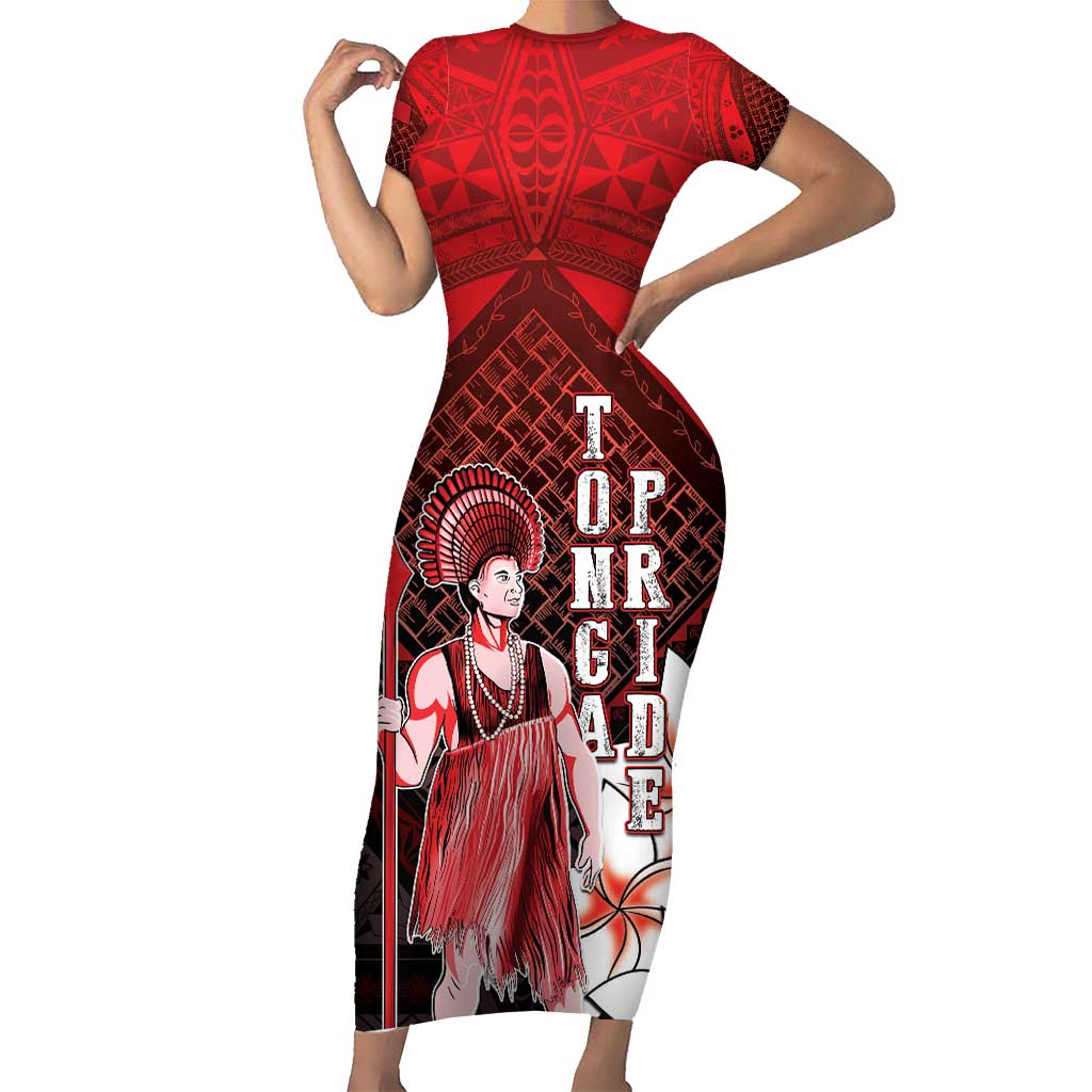 The First King Of Tonga Family Matching Short Sleeve Bodycon Dress and Hawaiian Shirt Tongan Pride LT05 Mom's Dress Red - Polynesian Pride