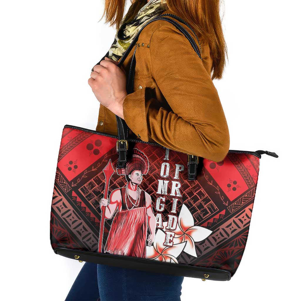 The First King Of Tonga Leather Tote Bag Tongan Pride