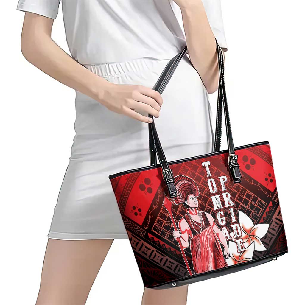 The First King Of Tonga Leather Tote Bag Tongan Pride
