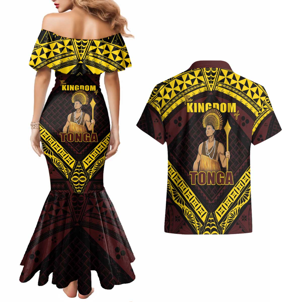 Tonga First King Couples Matching Mermaid Dress and Hawaiian Shirt Ahoeitu Know Your Roots