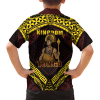 Tonga First King Family Matching Long Sleeve Bodycon Dress and Hawaiian Shirt Ahoeitu Know Your Roots LT05 - Polynesian Pride