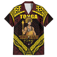 Tonga First King Family Matching Long Sleeve Bodycon Dress and Hawaiian Shirt Ahoeitu Know Your Roots LT05 Dad's Shirt - Short Sleeve Maroon - Polynesian Pride