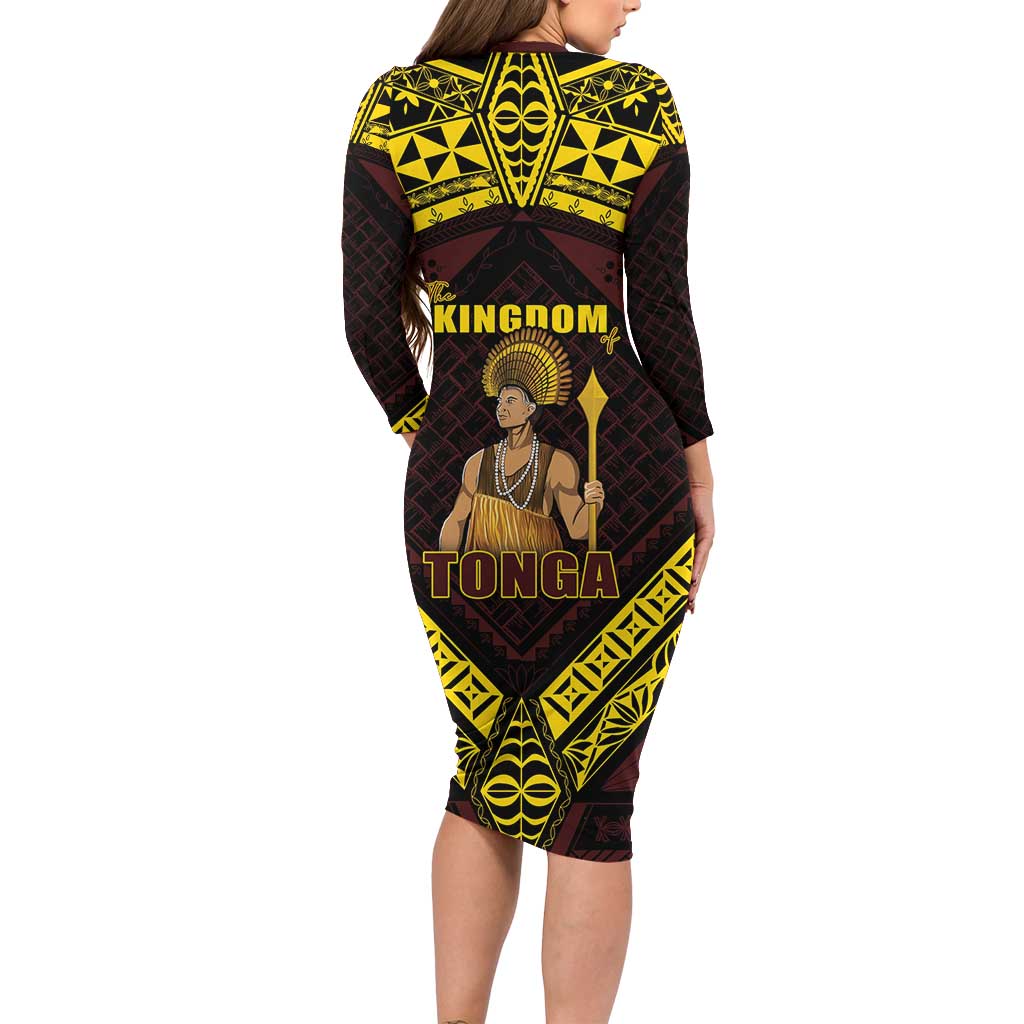 Tonga First King Family Matching Long Sleeve Bodycon Dress and Hawaiian Shirt Ahoeitu Know Your Roots LT05 - Polynesian Pride
