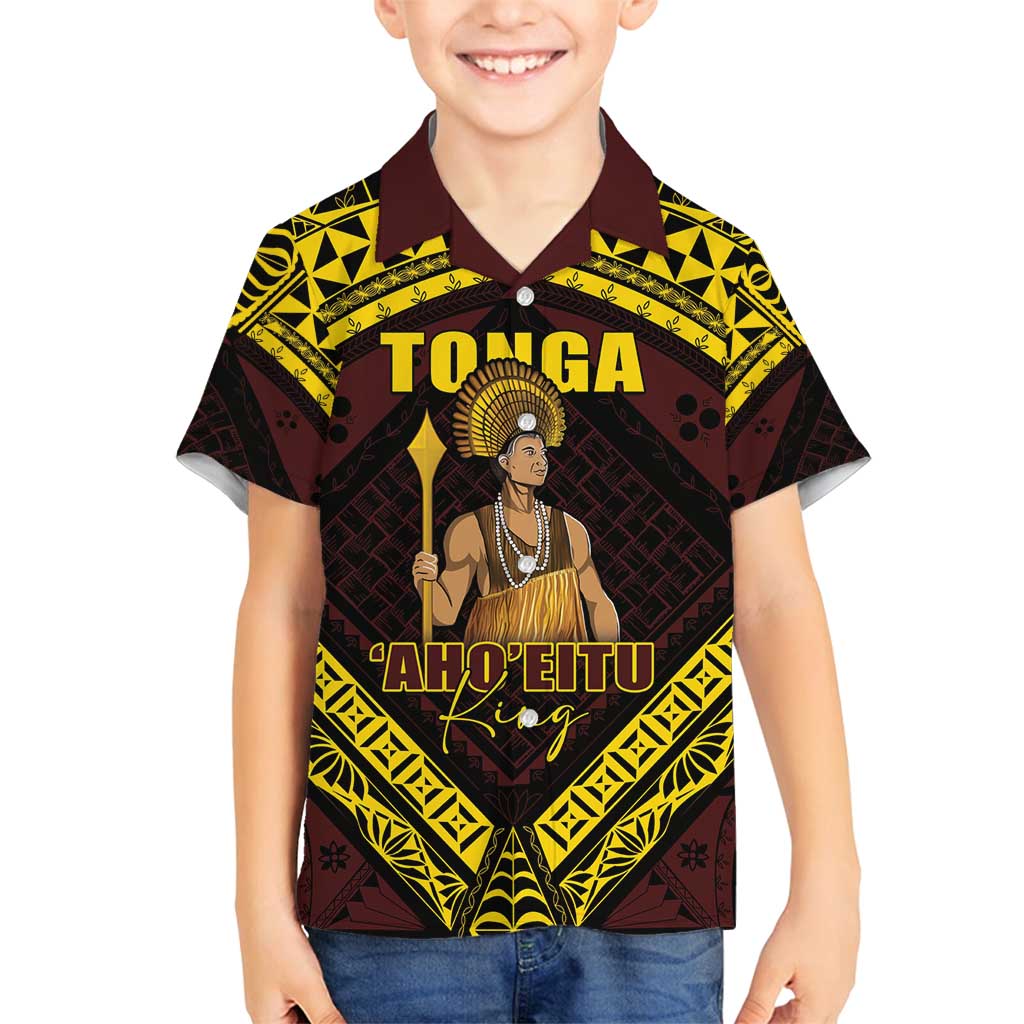 Tonga First King Family Matching Long Sleeve Bodycon Dress and Hawaiian Shirt Ahoeitu Know Your Roots LT05 Son's Shirt Maroon - Polynesian Pride