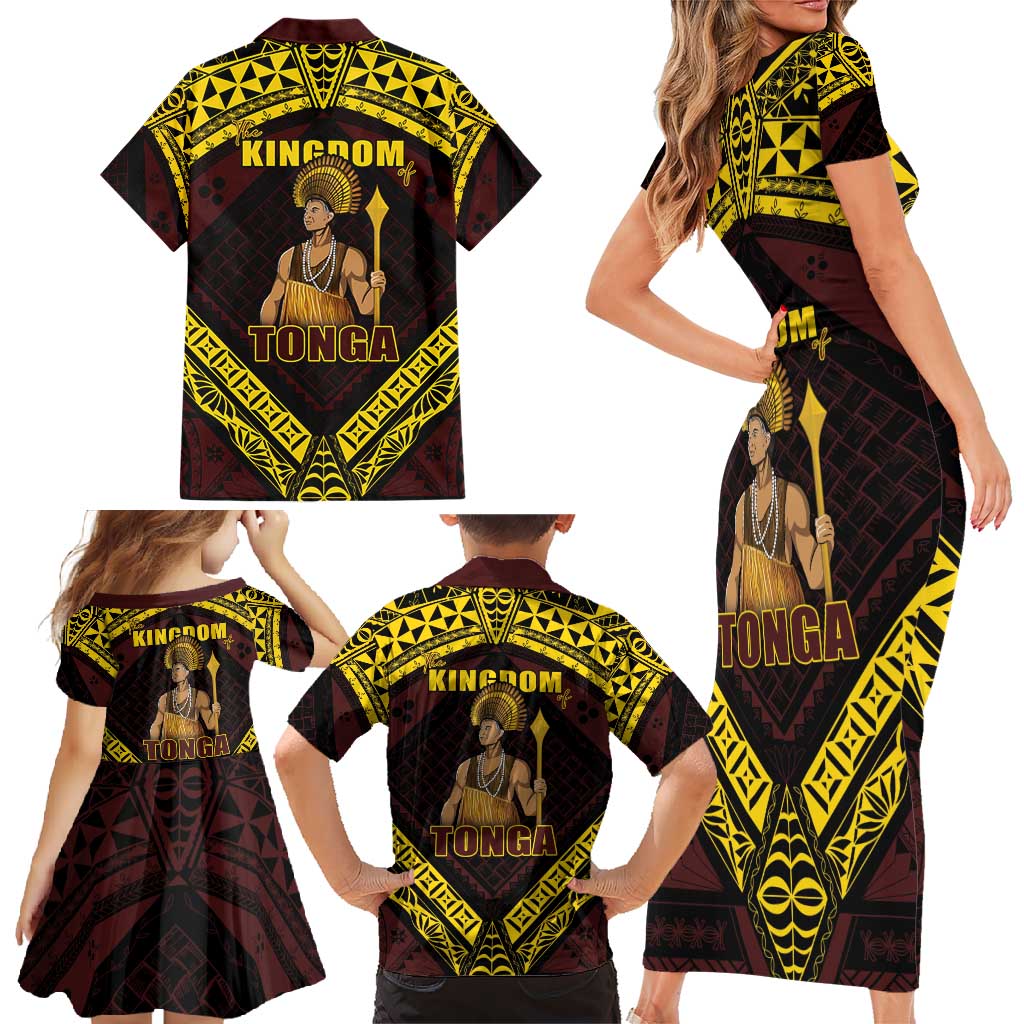 Tonga First King Family Matching Short Sleeve Bodycon Dress and Hawaiian Shirt Ahoeitu Know Your Roots LT05 - Polynesian Pride