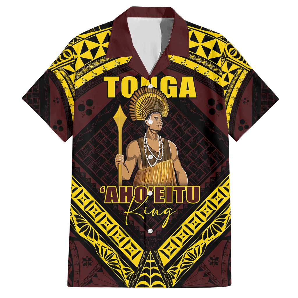 Tonga First King Family Matching Short Sleeve Bodycon Dress and Hawaiian Shirt Ahoeitu Know Your Roots LT05 Dad's Shirt - Short Sleeve Maroon - Polynesian Pride