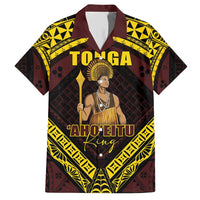 Tonga First King Family Matching Short Sleeve Bodycon Dress and Hawaiian Shirt Ahoeitu Know Your Roots LT05 Dad's Shirt - Short Sleeve Maroon - Polynesian Pride