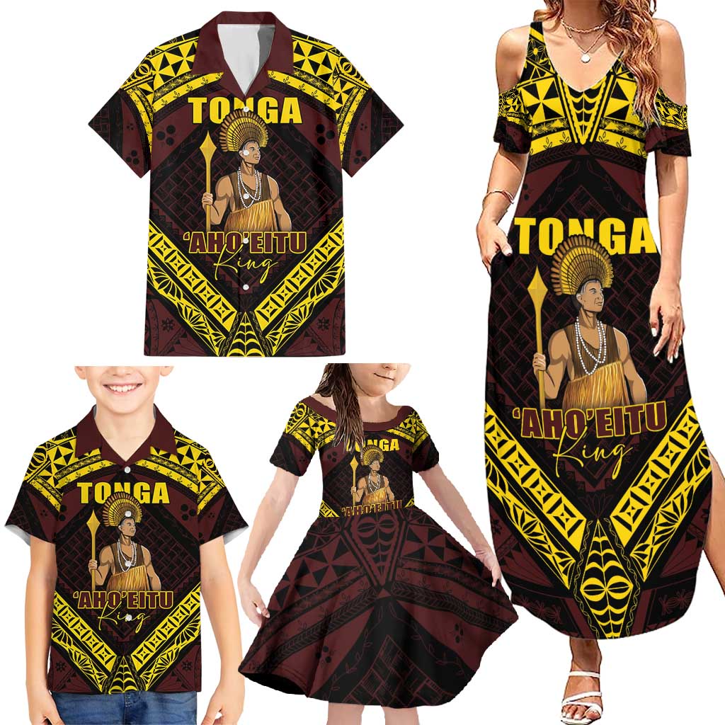 Tonga First King Family Matching Summer Maxi Dress and Hawaiian Shirt Ahoeitu Know Your Roots