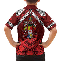 Tonga Emancipation Day Family Matching Off The Shoulder Long Sleeve Dress and Hawaiian Shirt Tongan Kupesi Pattern