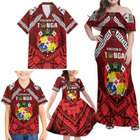 Tonga Emancipation Day Family Matching Off Shoulder Maxi Dress and Hawaiian Shirt Tongan Kupesi Pattern