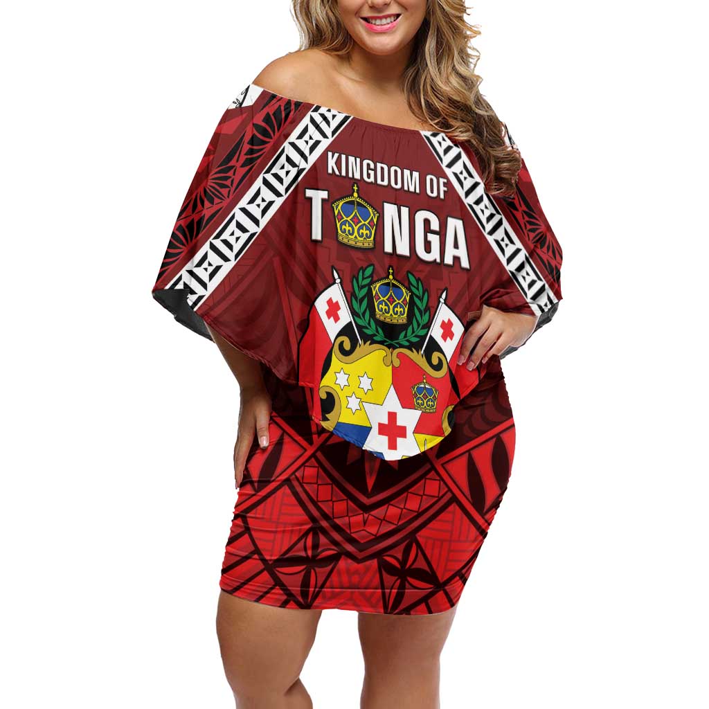 Tonga Emancipation Day Family Matching Off Shoulder Short Dress and Hawaiian Shirt Tongan Kupesi Pattern