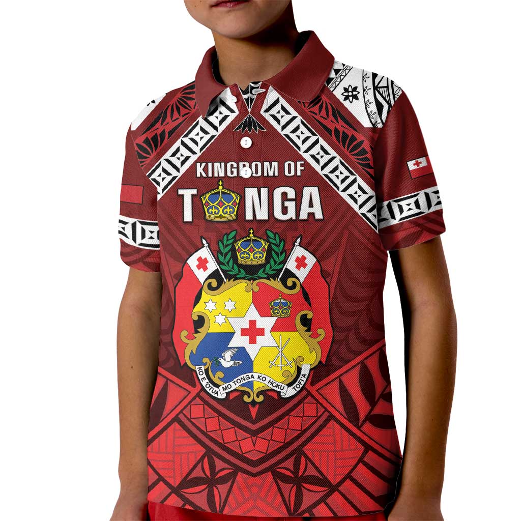 Tonga Emancipation Day Kid Polo Shirt Tongan Kupesi Pattern
