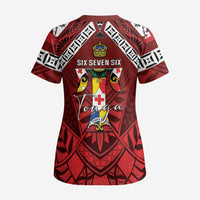 Tonga Emancipation Day Scrub Top Tongan Kupesi Pattern - Polynesian Pride