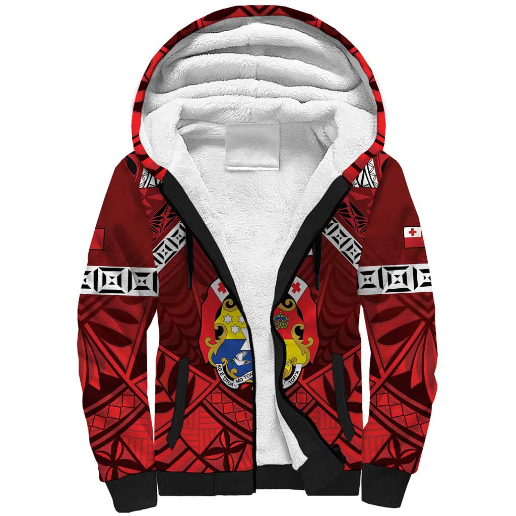 Tonga Emancipation Day Sherpa Hoodie Tongan Kupesi Pattern