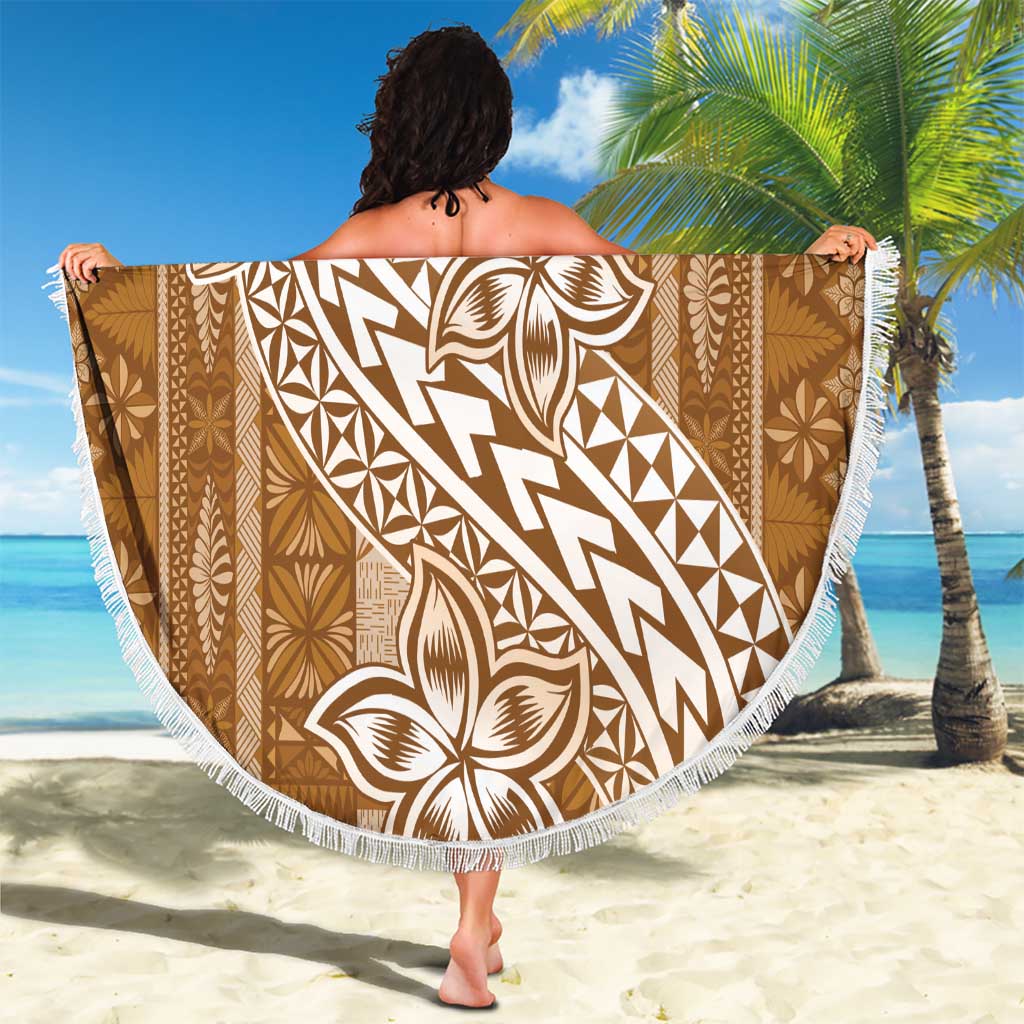 Tonga Kupesi Ngatu Beach Blanket Vintage Brown Plumeria