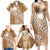 Tonga Kupesi Ngatu Family Matching Long Sleeve Bodycon Dress and Hawaiian Shirt Vintage Brown Plumeria
