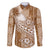 Tonga Kupesi Ngatu Family Matching Long Sleeve Bodycon Dress and Hawaiian Shirt Vintage Brown Plumeria