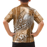 Tonga Kupesi Ngatu Family Matching Puletasi and Hawaiian Shirt Vintage Brown Plumeria LT05 - Polynesian Pride