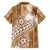 Tonga Kupesi Ngatu Family Matching Short Sleeve Bodycon Dress and Hawaiian Shirt Vintage Brown Plumeria