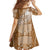Tonga Kupesi Ngatu Family Matching Tank Maxi Dress and Hawaiian Shirt Vintage Brown Plumeria