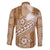Tonga Kupesi Ngatu Family Matching Tank Maxi Dress and Hawaiian Shirt Vintage Brown Plumeria