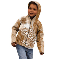 Tonga Kupesi Ngatu Kid Hoodie Vintage Brown Plumeria