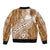 Tonga Kupesi Ngatu Sleeve Zip Bomber Jacket Vintage Brown Plumeria