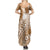 Tonga Kupesi Ngatu Summer Maxi Dress Vintage Brown Plumeria