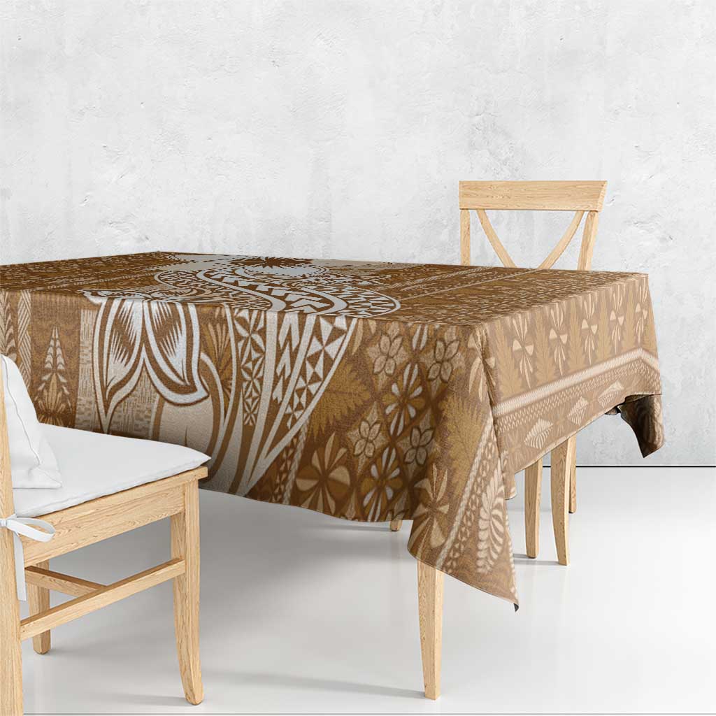 Tonga Kupesi Ngatu Tablecloth Vintage Brown Plumeria