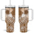 Tonga Kupesi Ngatu Tumbler With Handle Vintage Brown Plumeria