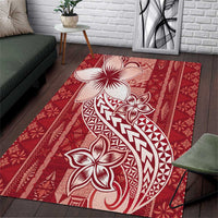 Tonga Kupesi Ngatu Area Rug Vintage Red Plumeria