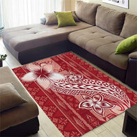 Tonga Kupesi Ngatu Area Rug Vintage Red Plumeria